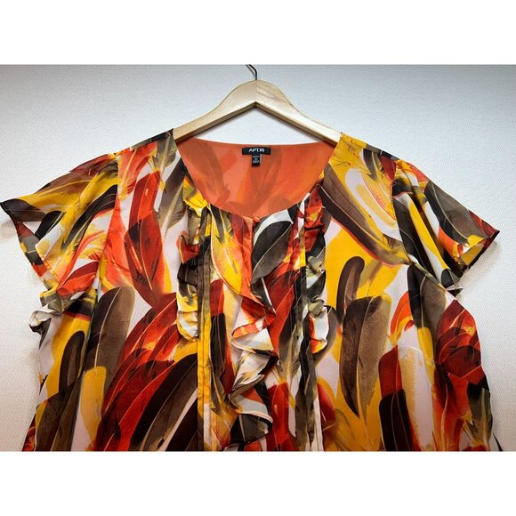 Apt. 9 Womens Ruffled Flutter Sleeve Top Summer Sz 2X Multi Abstract Lightweight - Picture 5 of 12